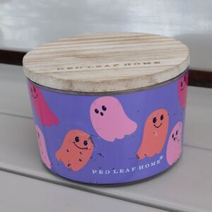 Red Leaf Home Apple Spice 3 Wick Candle 16.5 oz Halloween Ghost